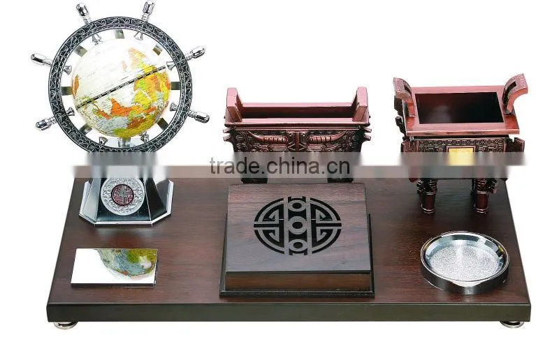 Wood Globe & Name card & Pen Holder Office Stationary Desktop Set Gift-38