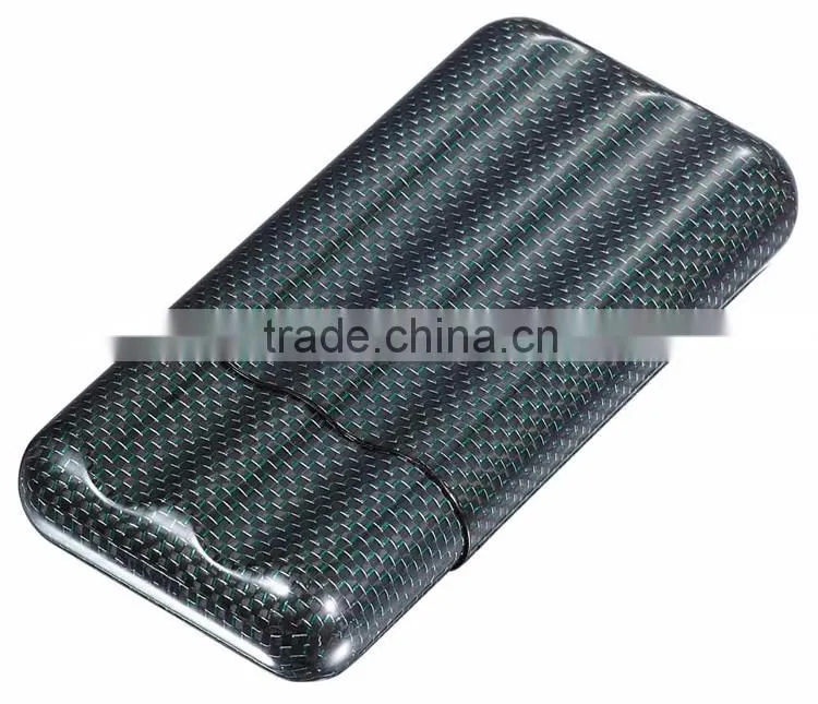Luxury colorful carbon fiber cigar case for high-end market , carbon cigar box hold 2/3 cigars