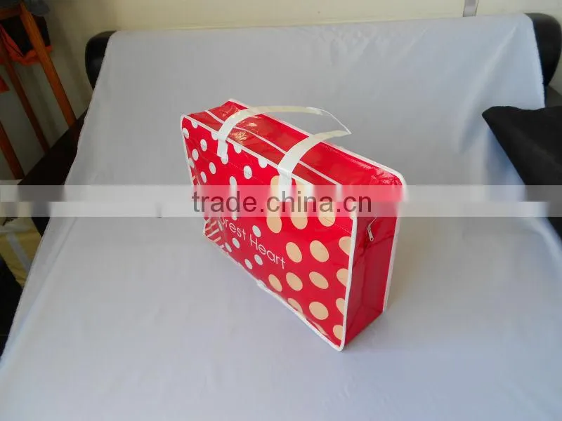 Durable red dot resuable pvc tote bag