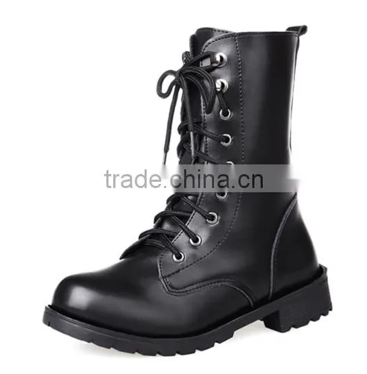 2016 Martin boots,hot selling ladies fashion flat boots,high quality PU leather women shoes
