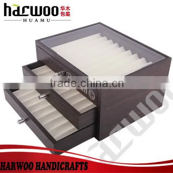 Luxury pen storage box with 3 drawers