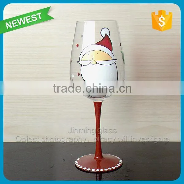 Handpainted Drinking Glass Goblet Cup Red Wine Drinking Glass Cup Long Stem Goblet Glass