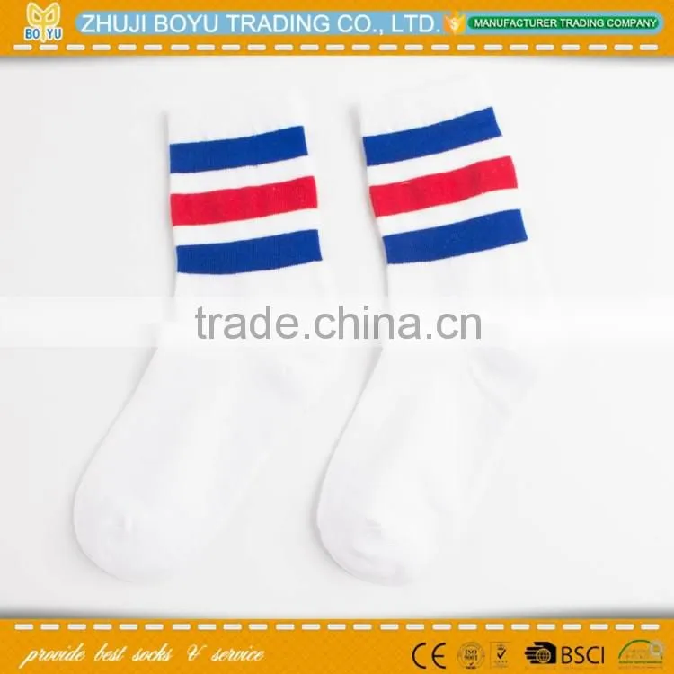 BY-161411 College retro style ladies athletic socks; young girl socks crew socks striped socks