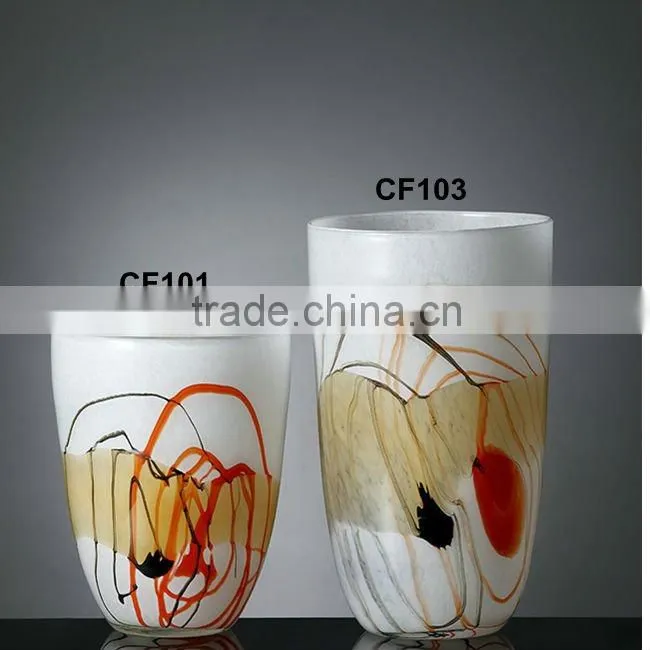 Tall white glass vase