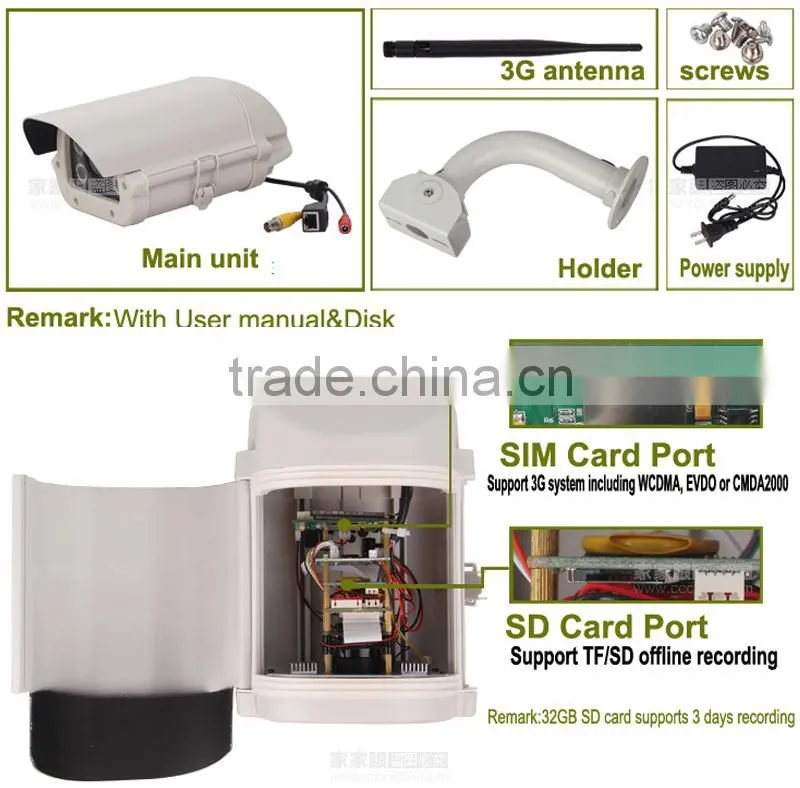 32GB SD card CCTV surveillance waterproof SIm card 3g video camera