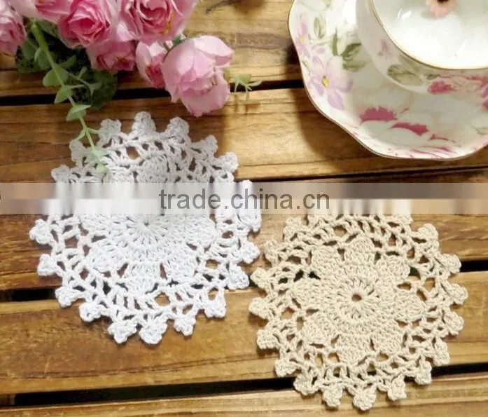 Hand crochet cotton round doilies,rustic lace hollow natural round doilies