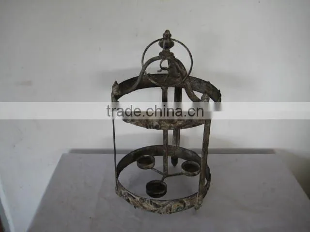 L18M1258MC-2- round metal candle lantern w/3 holders