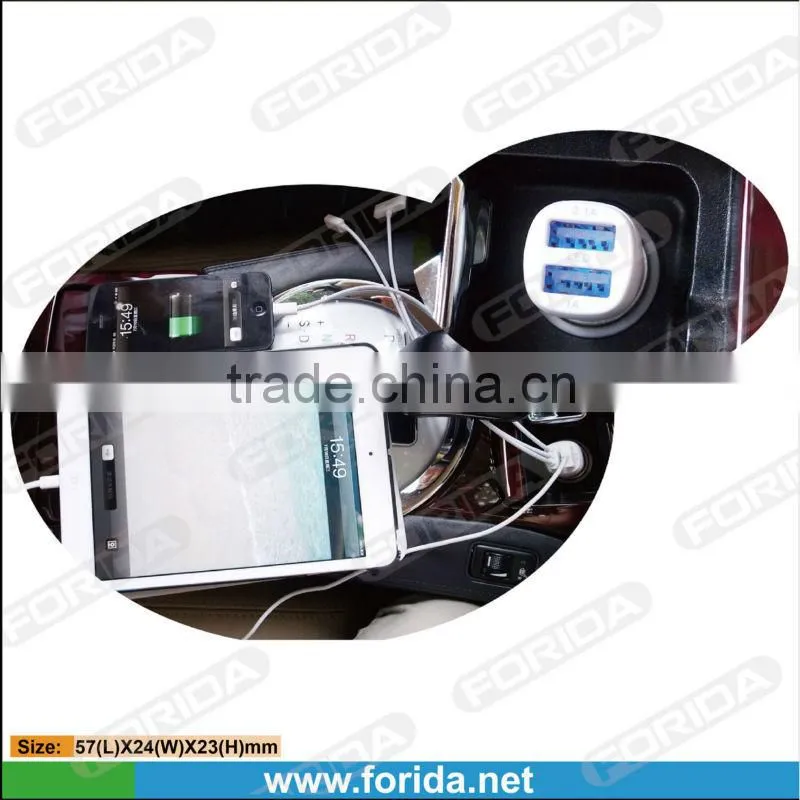 3.1A dual port ABS mobile phone usb car charger