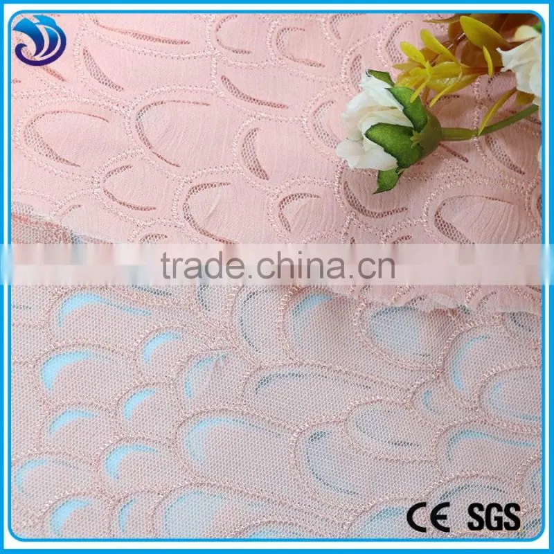 wholesale polyester chiffion mesh laser embroidery fabrics used for dressing