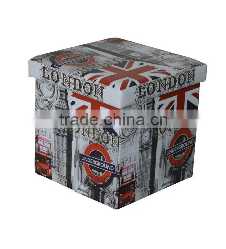 set 3 leather black with button and cover Storage Ottoman