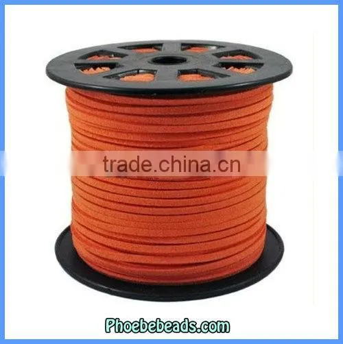 Wholesale Hot Sale 2.7mm Shiny Orange Red Faux Flat Jewelry Suede Cords SC-1053