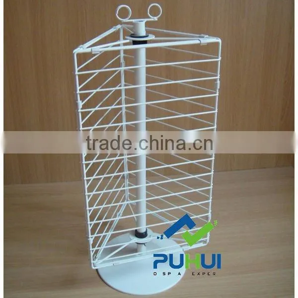 3 sided metal wire revolving counter rack with universal usage