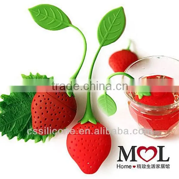 2014 promotional gifts silicone tea strainer,strawberry shape silicone tea strainer