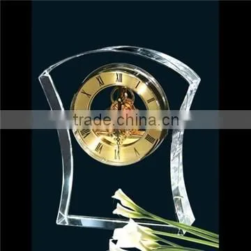 Crystal table clock with rectangle crytsal block for logo engraved