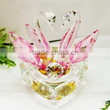 Pink Crystal Swans for Beautiful Home Decoration
