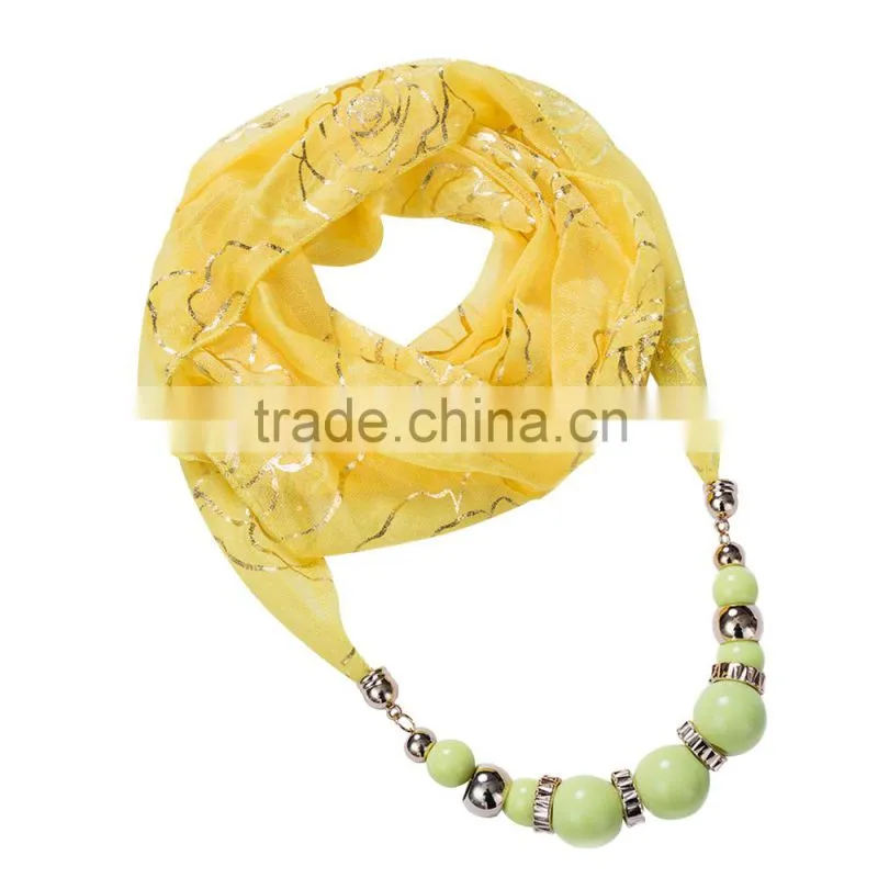 Gold line dubai scarf with large Acrylic beads chain for women