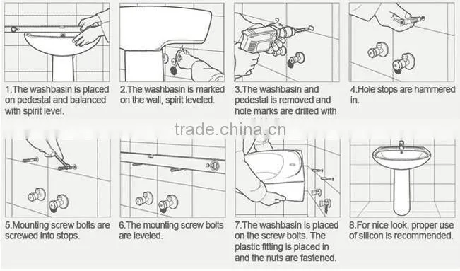 GC-6004 Hot sale pedestal basin,ceramic sink with pedestal,hotel basin,bathroom hand basin