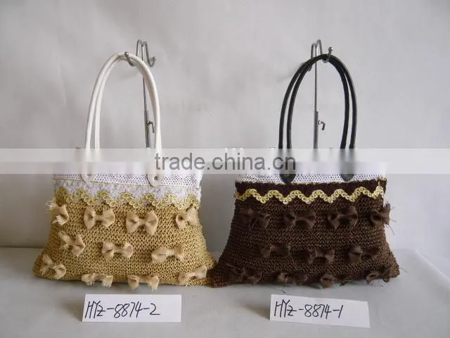 Lovely bow craft bag with white lace