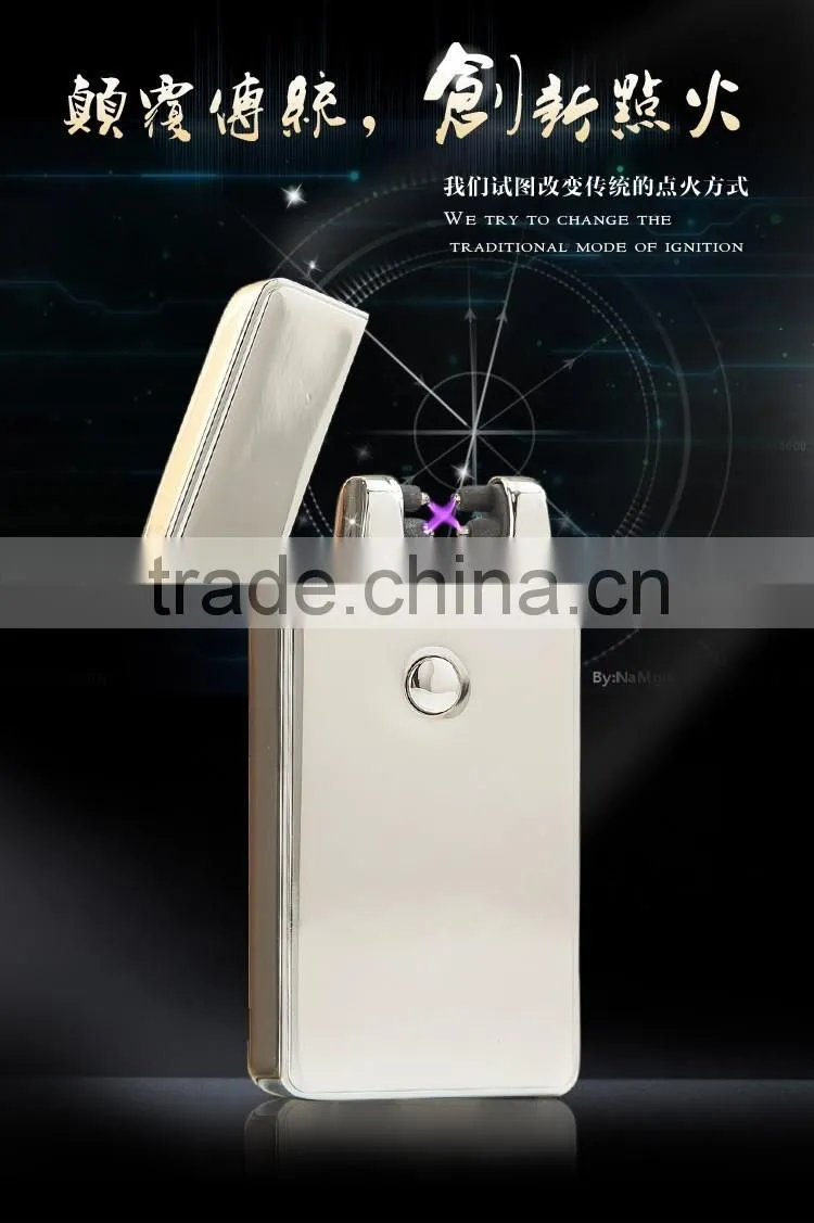 electric cigarette ligter flameless rechargeable USB double arc lighter black gold