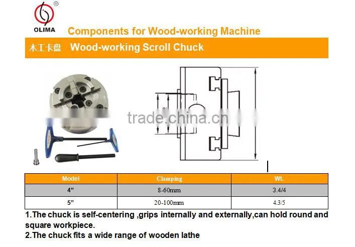 4 Jaw Wood-working Scroll Lathe Chucks