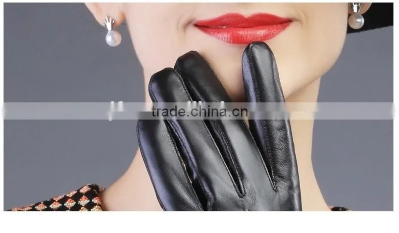 Women Girls Winter Plush Raccoon Fur Leather Mitten Gloves Warm Driving Gift