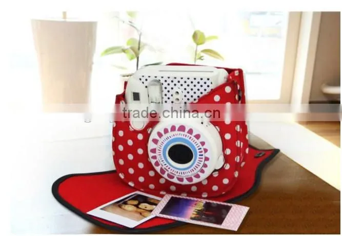 Fujifilm Instax mini8 Camera Protect Case Bag White dot(Red)
