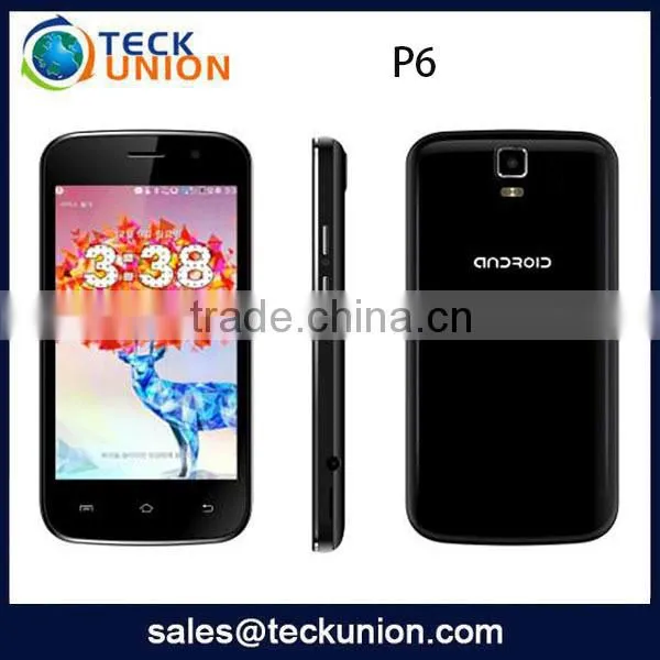 4inch mobile phone MTK6572 P6 dual camera android4.4 3G smart phone