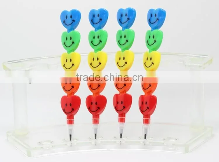 5PCS heart shape Stackable coloring pencils stockable coloring pen
