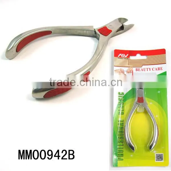 stainless steel nail salon cuticle nipper with footgrip