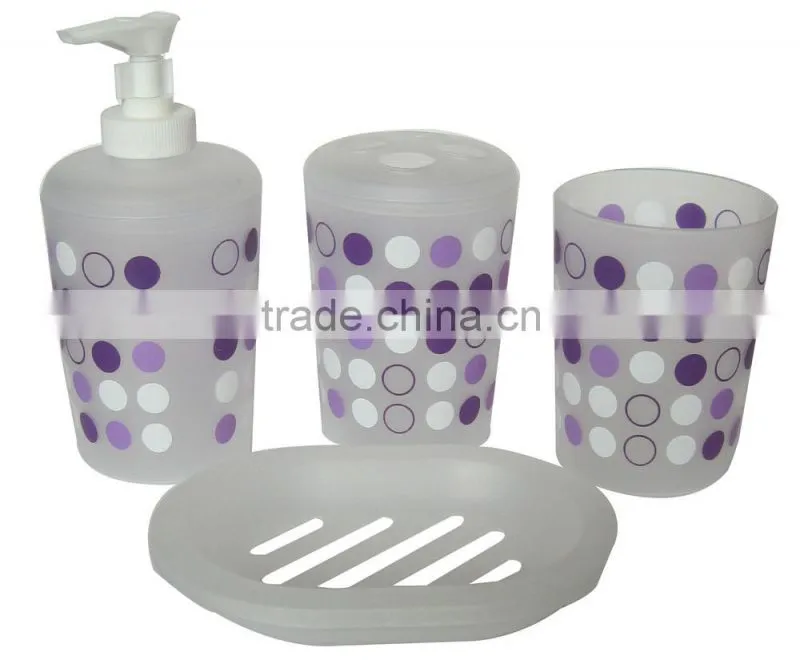 Eco-Friendly Feature and plastic pp bathroom set with plastic soap dispenser