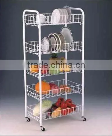 Kitchen Laundry 4 Tiers Chrome Metal Rolling Cart
