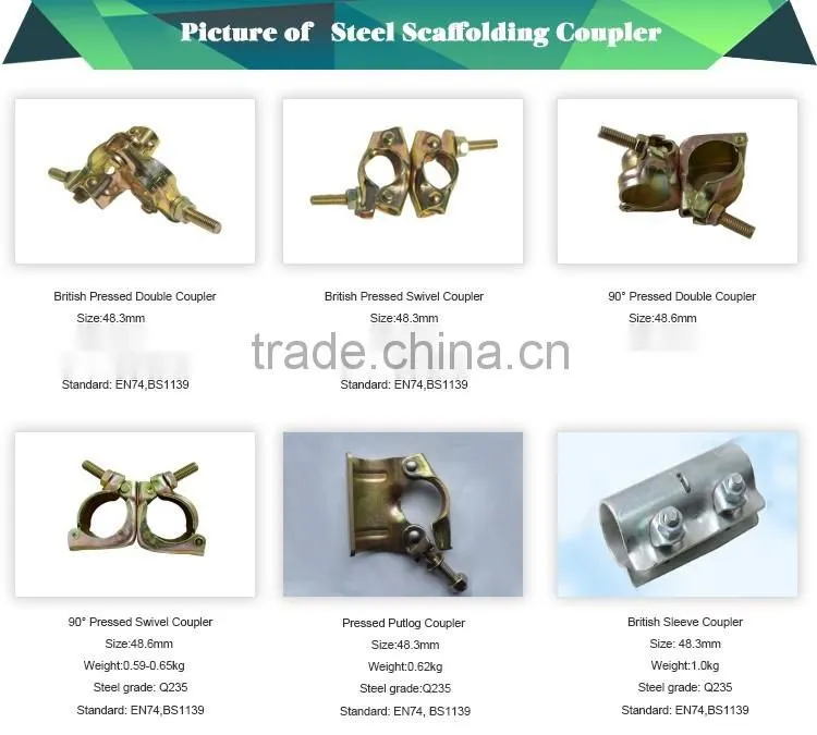 JIS 48.6mm pressed galvanized fixed double scaffolding coupler