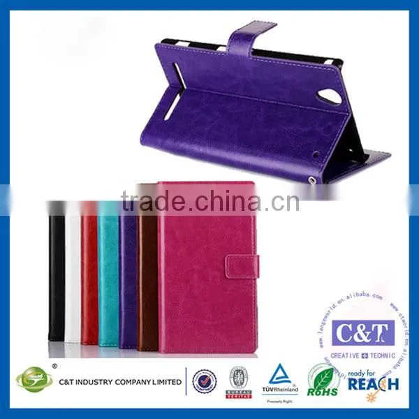 C&T Genuine Leather Stand Case for Sony T2 Ultra D5303 D5306 / Ultra dual D5322