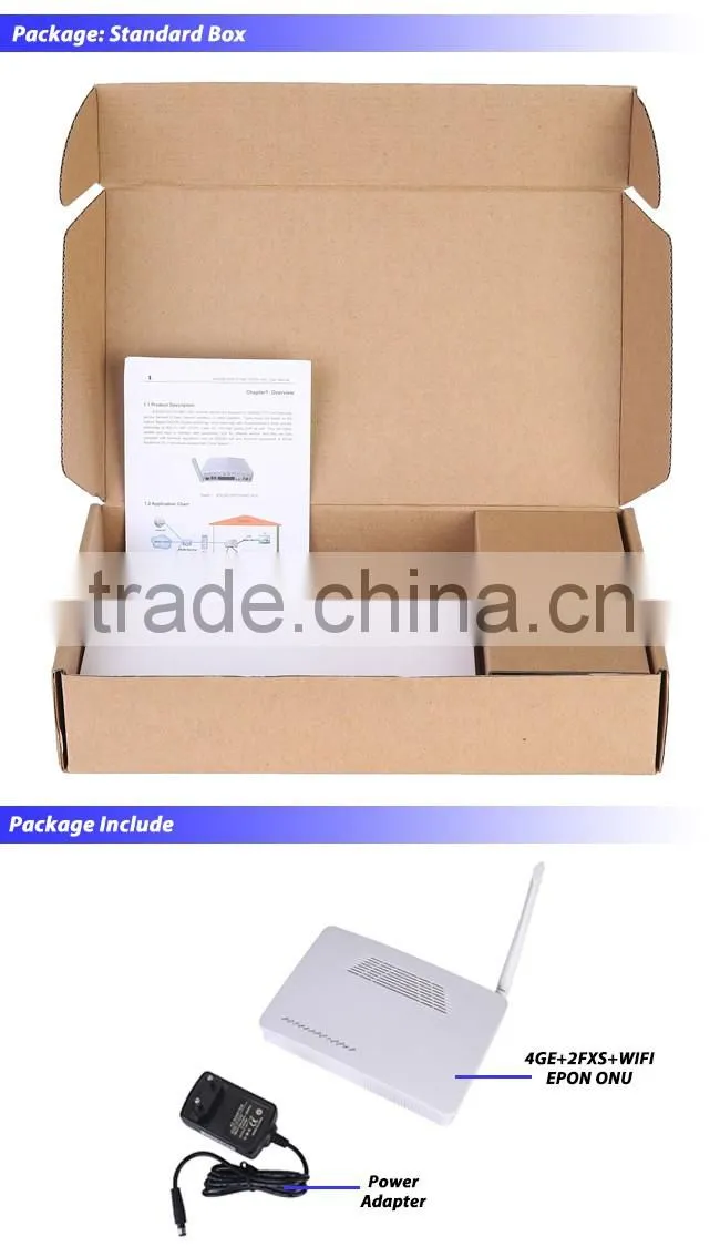 4GE+2FXS+USB Port+WiFi FTTH EPON ONU Wireless Triple Play Device Supported WEB, CLI, TR069