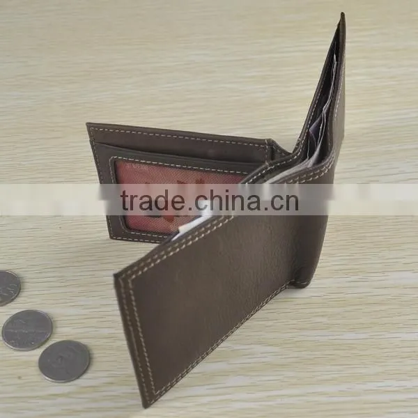 13003 Bill-fold business style brown cheap mens leather wallet