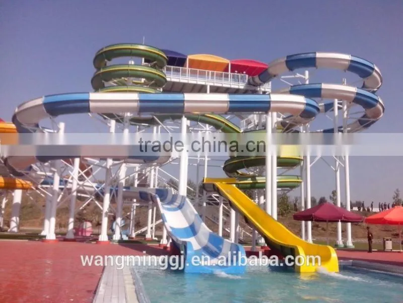 2016 Hot Selling Skin Raft Spiral Slide Water Park Fiberglass water slide