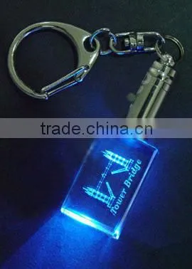 2016 Custom design beautiful laser crystal keychain