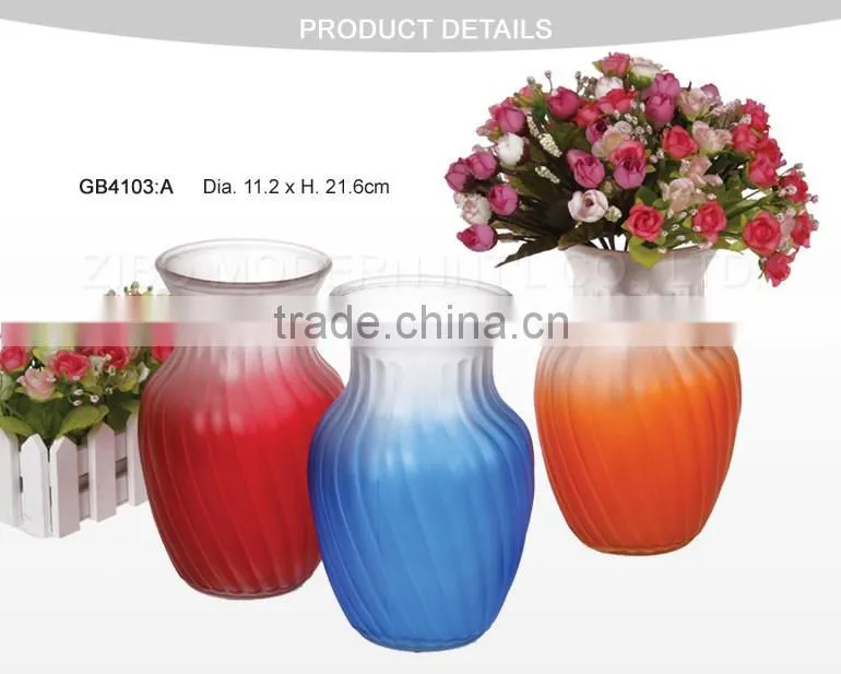 Colored Glass Vases Semi-Color Sprayed Cheap Colored Glass Flower Vase