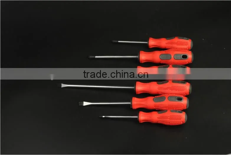 6 PC red massage handle screwdriver set combination Hardware tools cross/a word