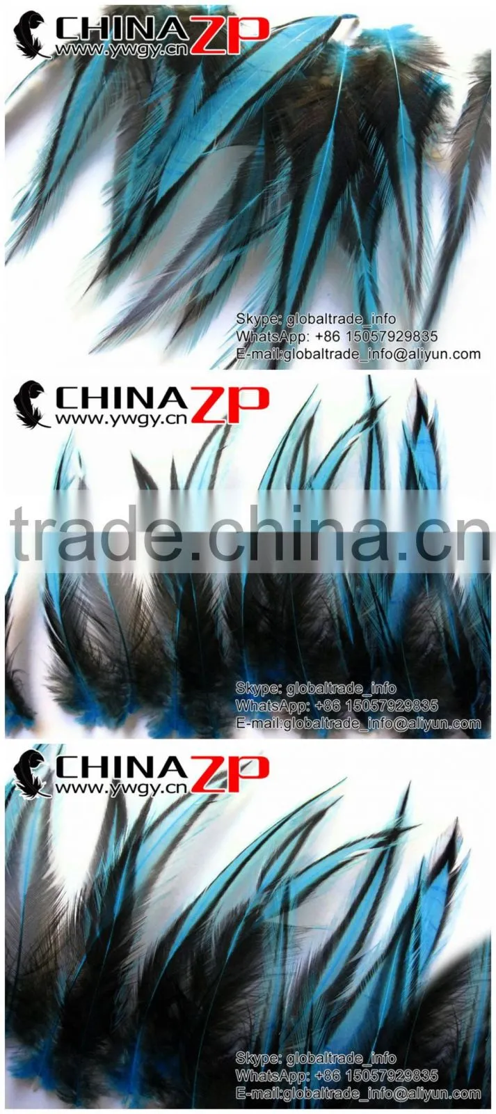 CHINAZP Good Quality Cheap Feather Size from 10cm to 15cm Dyed Blue Lace Medium Rooster Feathers for Wedding Decoration