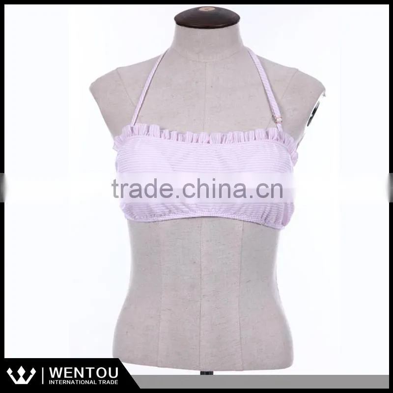 Wholesale Monogrammed Seersucker Bandeau Top With Ruffle