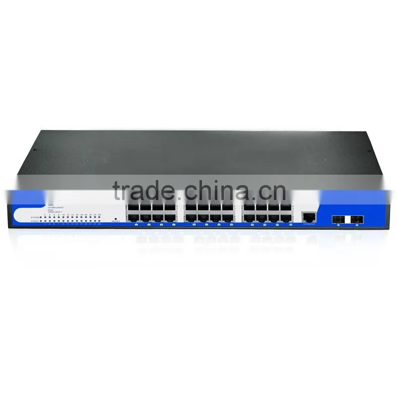 24 port 10/100/1000Mbps managed network switch with 2 giga SFP fiber port