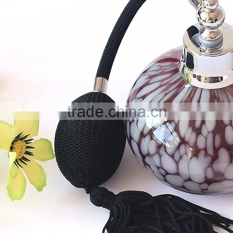 OUBOAO Handmade Circular Shape Purple Glass Airbag Sprayer Pump Perfume Bottle With White Point