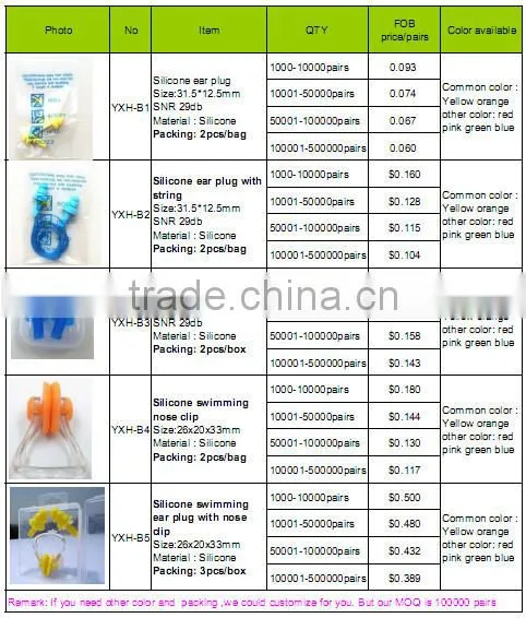 Factory direct sale disposable orange yellow blue black green swimming silicone nose clip