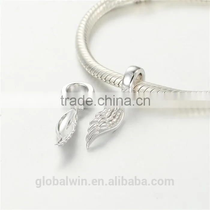 Angle Wing Metal Charms European Charm Bracelet Necklace 100% Real 925 Sterling Silver S193 Best Gifts For You Or Friends