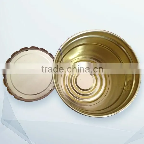 printed painting round metal tin pail with lid
