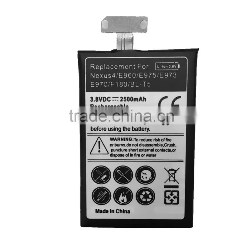 2500mah Mobile Phone Battery For Google Nexus4 E960 E975 E973 LS970 BL-T5