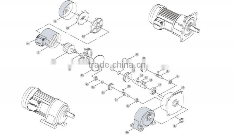 HOULE 0.4KW 110v ac small gear reduction electric motor ac synchronous gear motor