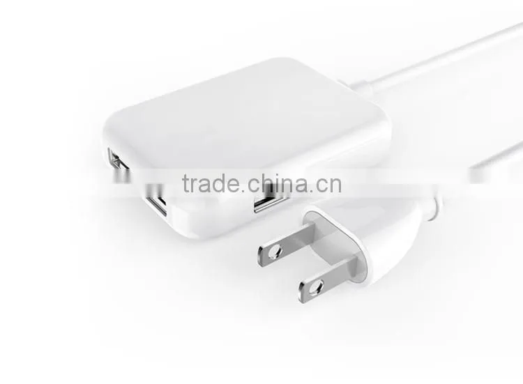 4 Ports Portable Mobile Phone USB Plug Travel Power Charger