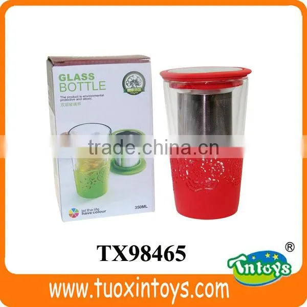 double wall glass tea cup with infuser